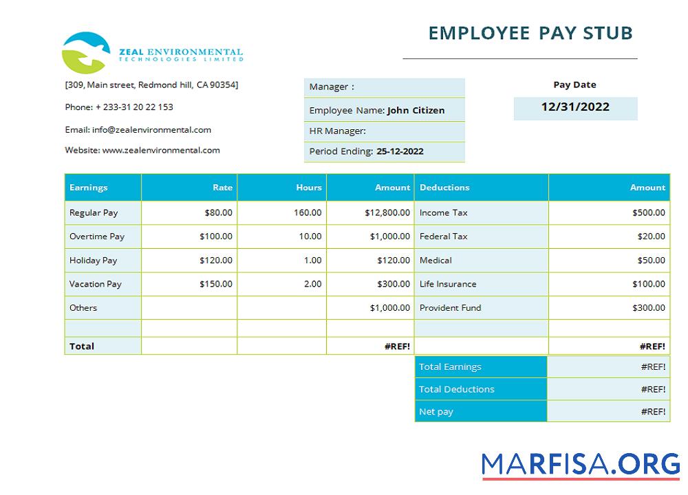 Realistic USA technologies company employee sheet sample